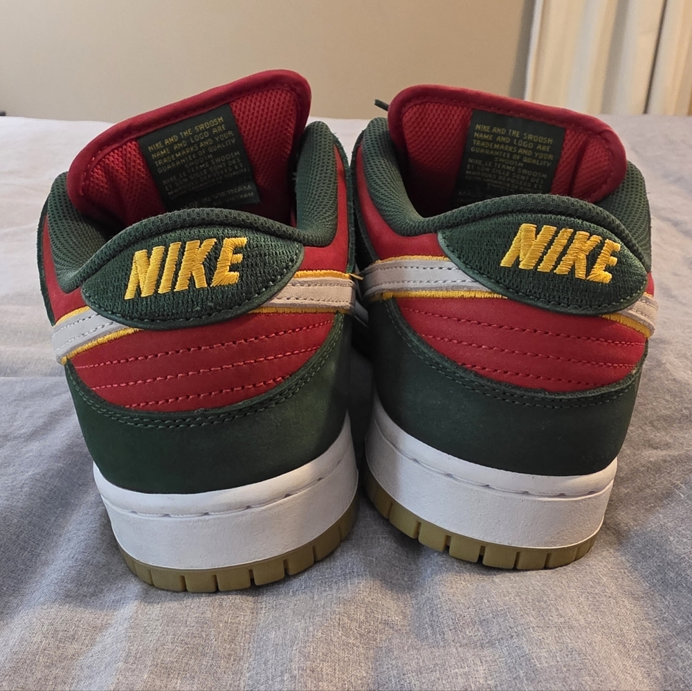 Nike Dunk Low Pro Green and Red Sneakers with Yellow Accents - Picture 9 of 13